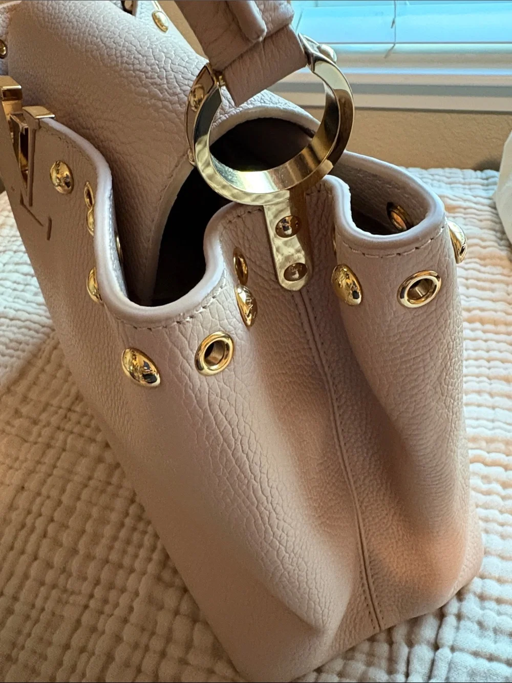 Louis Vuitton Taurillon Studdy Capucines MM